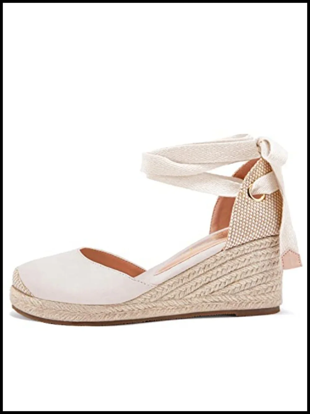 Lace Up Closed Toe Espadrille Wedge Sandals - Platform Summer